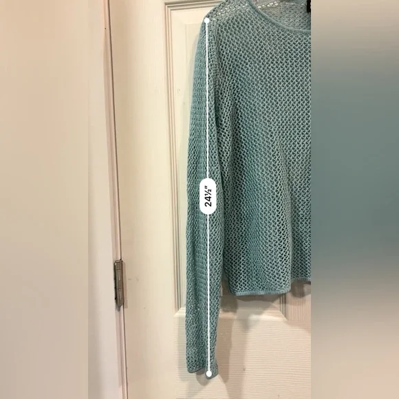 Eileen Fisher Blue Open-Knit Sweater - Picture 14 of 16